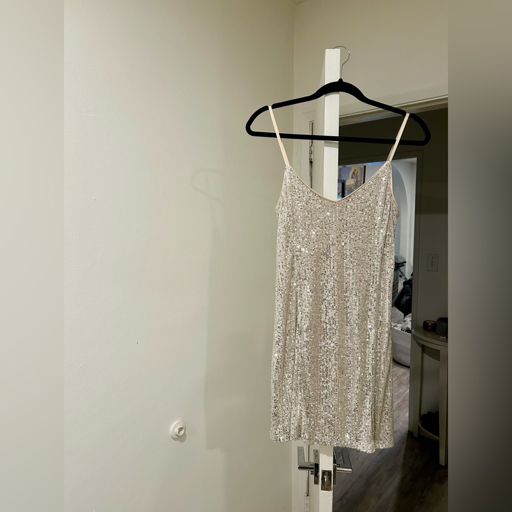 Silver Sequins Mini Dress